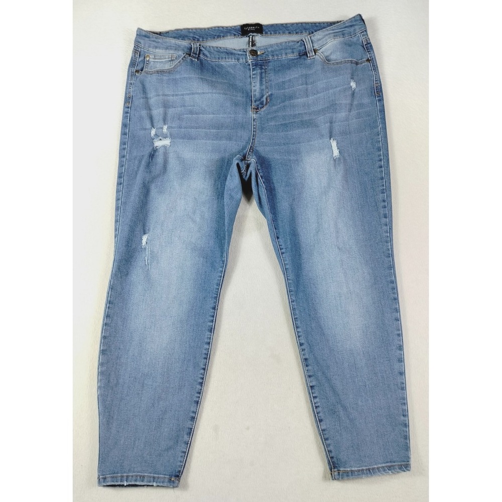 Celebrity‎ Pink Jeans Womens 22 Blue Mid Rise Ankle Skinny Distressed Denim